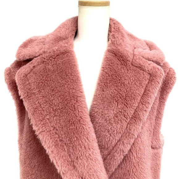 Max Mara Teddy Bear Long Sleeveless Peacoat Pink Coat - Picture 2 of 3